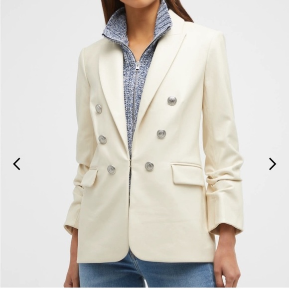 Veronica Beard Beacon Double Breasted Faux Leather Dickey Jacket - Picture 4 of 12